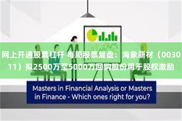 网上开通股票杠杆 每周股票复盘：海象新材（003011）拟2500万至5000万回购股份用于股权激励