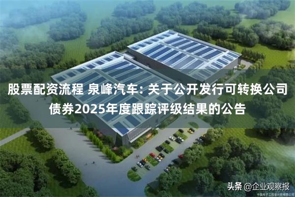 股票配资流程 泉峰汽车: 关于公开发行可转换公司债券2025年度跟踪评级结果的公告