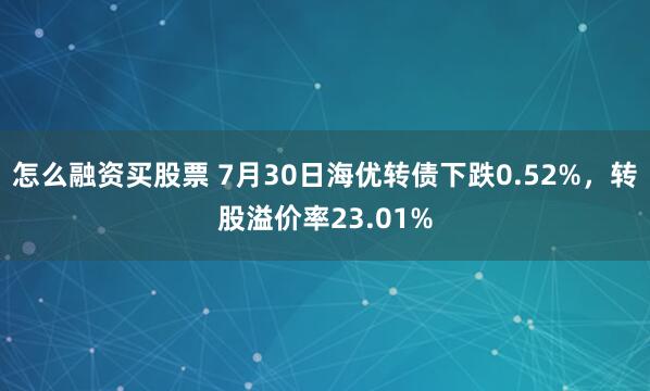 怎么融资买股票 7月30日海优转债下跌0.52%，转股溢价率23.01%