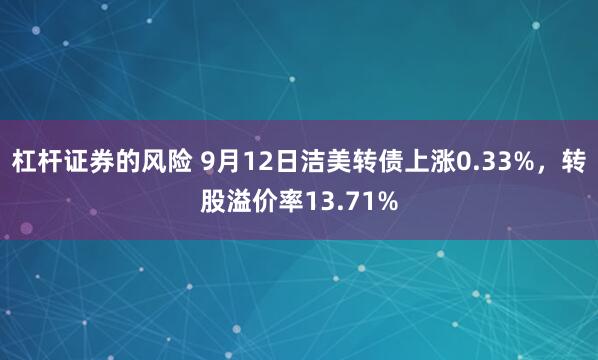 杠杆证券的风险 9月12日洁美转债上涨0.33%，转股溢价率13.71%