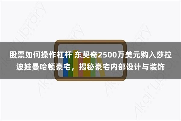 股票如何操作杠杆 东契奇2500万美元购入莎拉波娃曼哈顿豪宅，揭秘豪宅内部设计与装饰